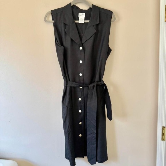 Jacqueline Ferrar Jackets & Blazers - 90s Black Raw Silk Longline Vest Jacqueline Ferrar size 14 shell buttons